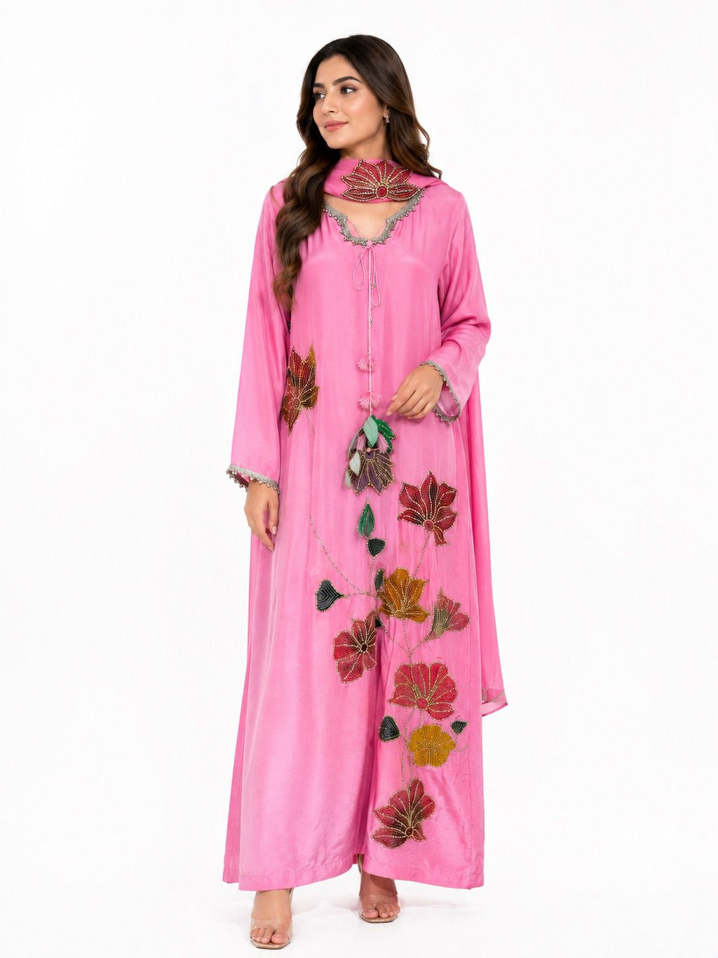 Hand paint with Emblishment silk kaftan