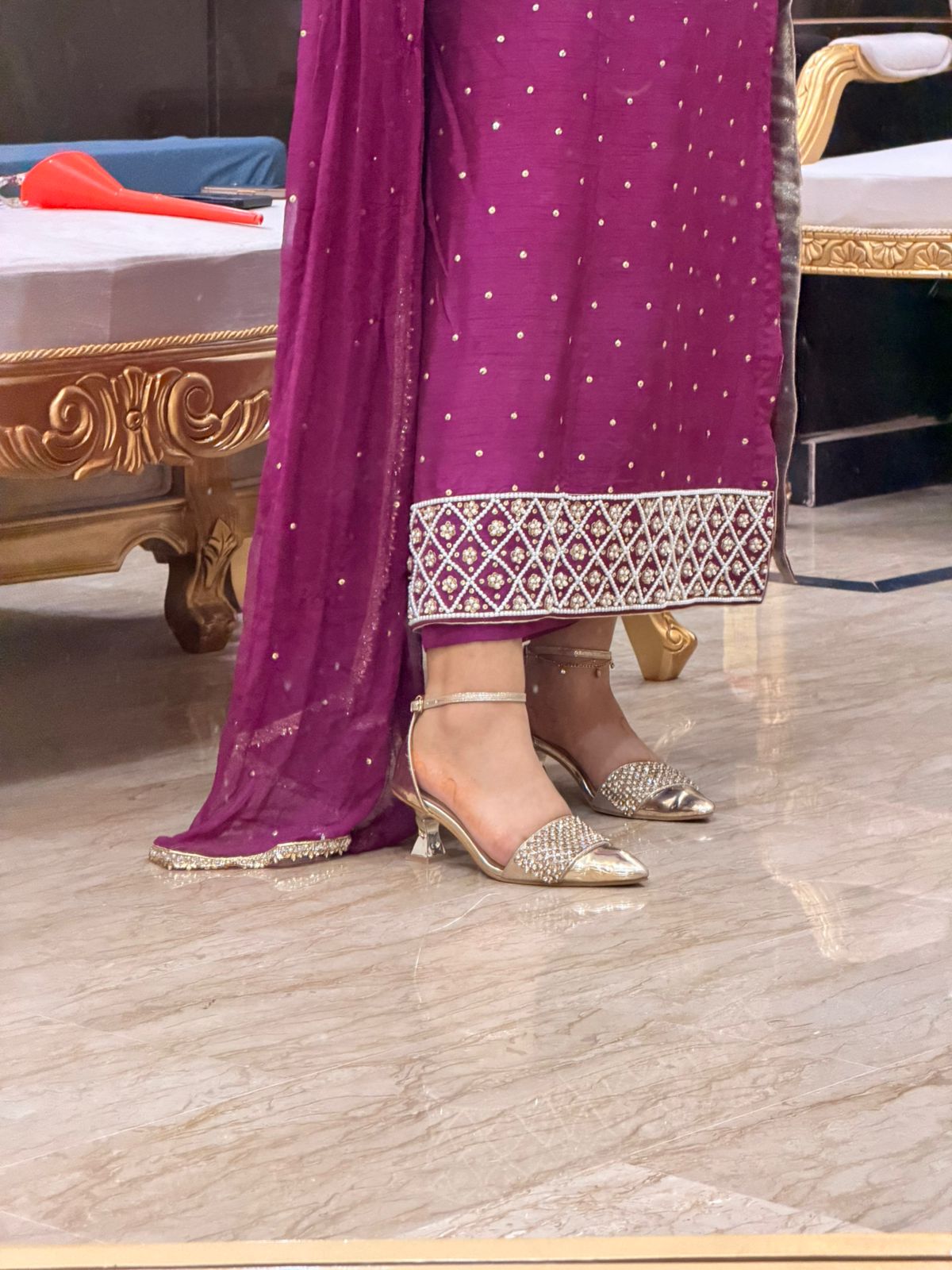Hand Emblishment raw silk 3pc suit