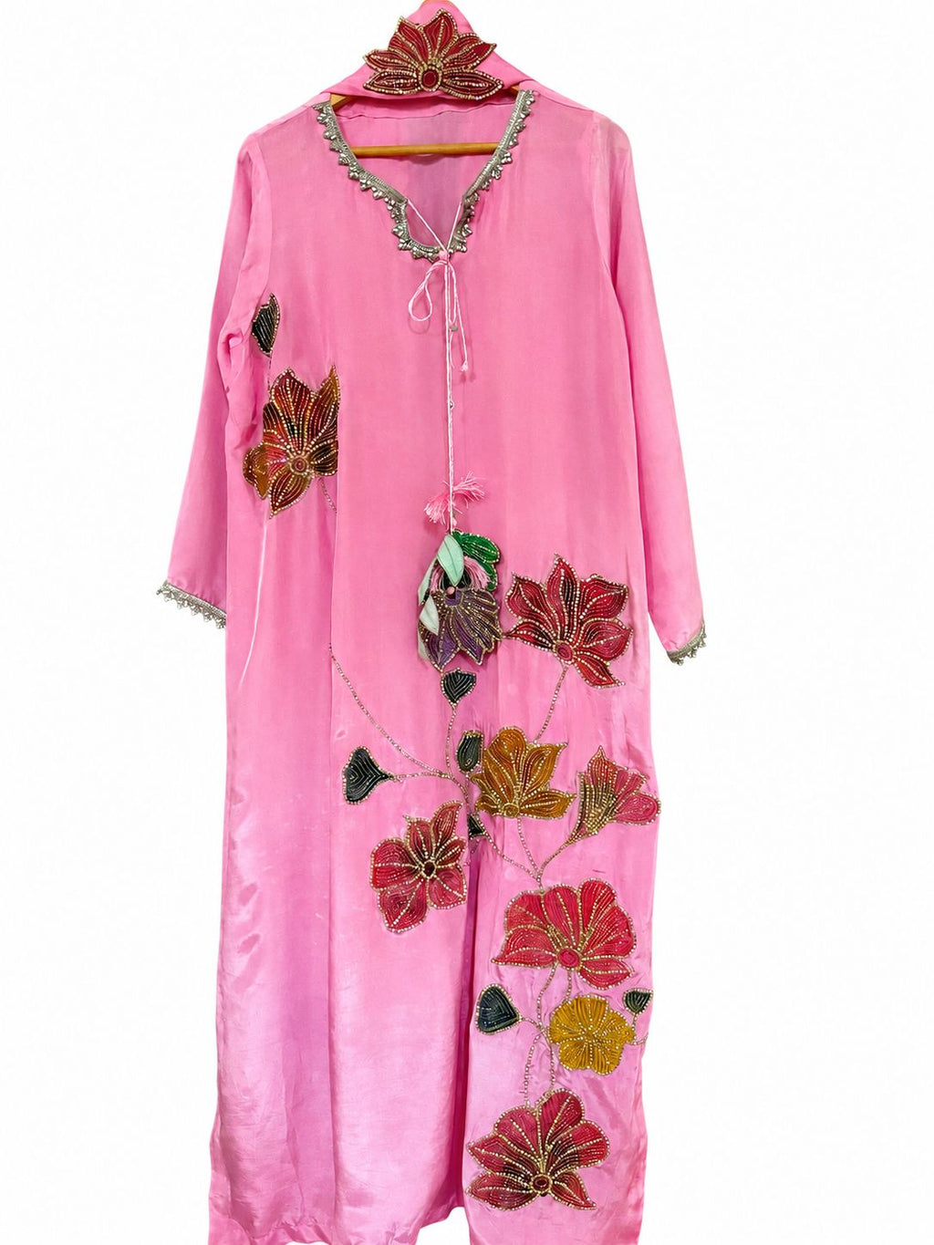 Hand paint with Emblishment silk kaftan