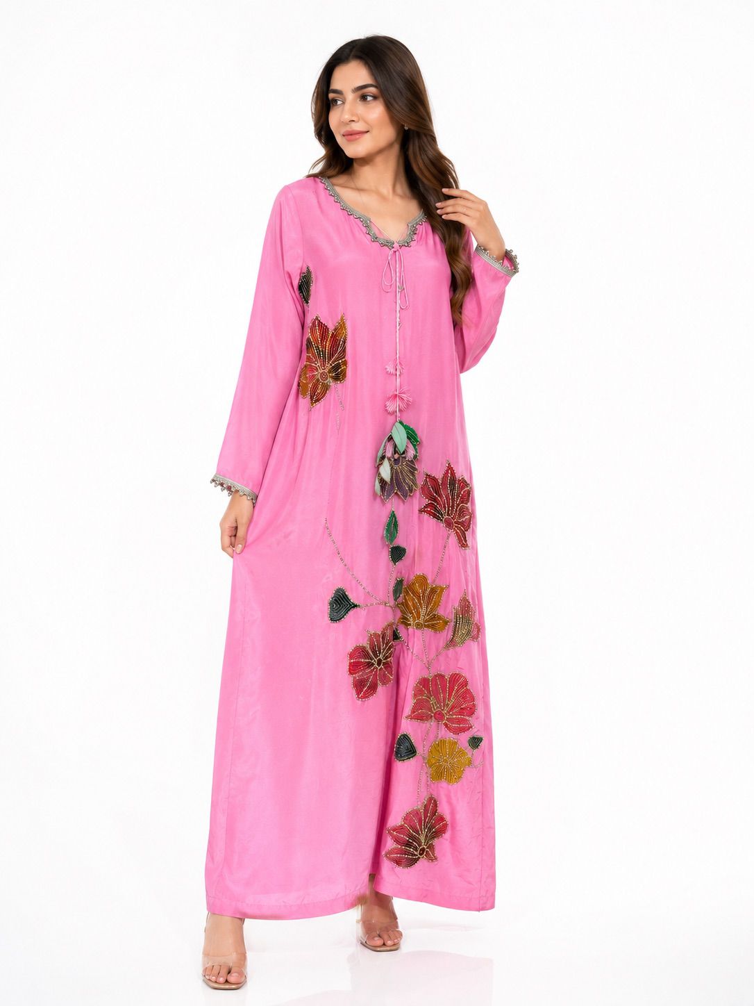Hand paint with Emblishment silk kaftan