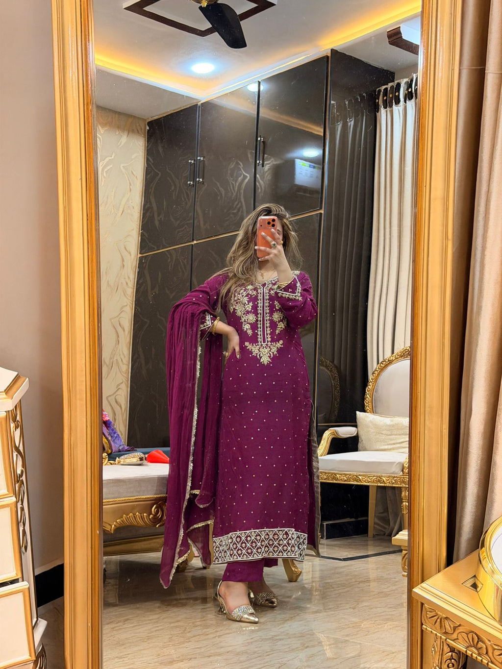 Hand Emblishment raw silk 3pc suit