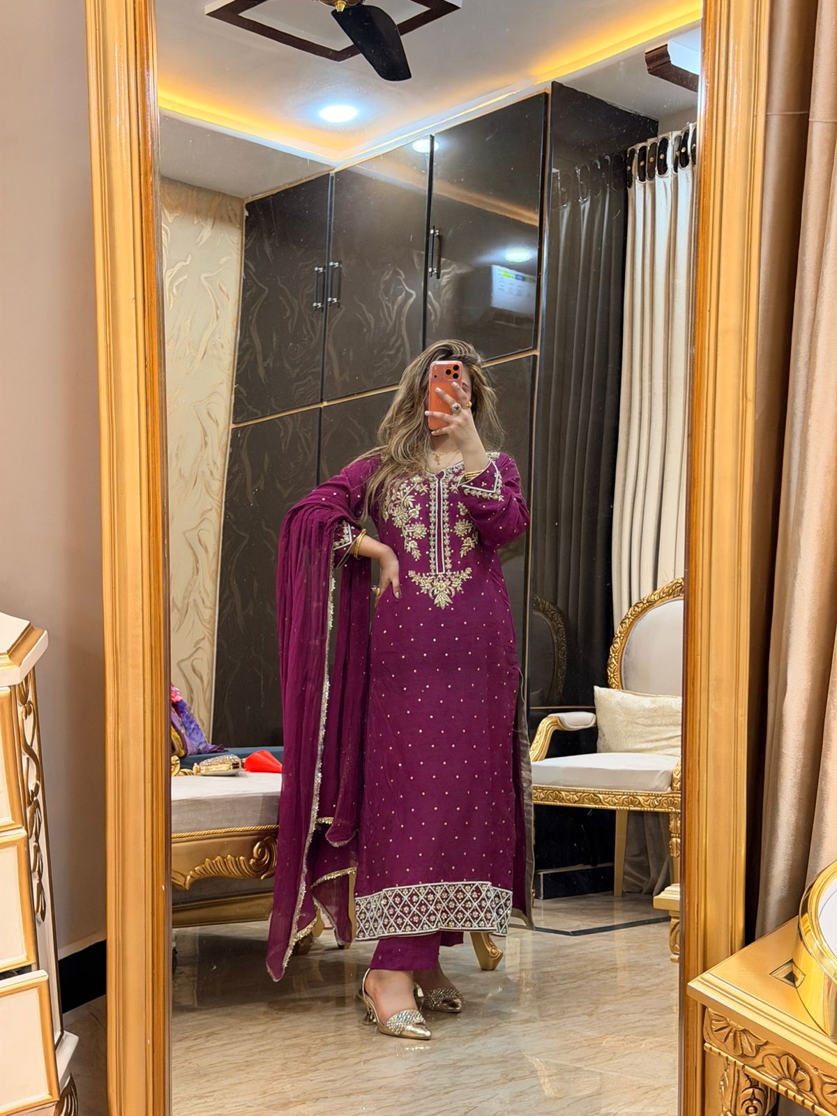 Hand Emblishment raw silk 3pc suit