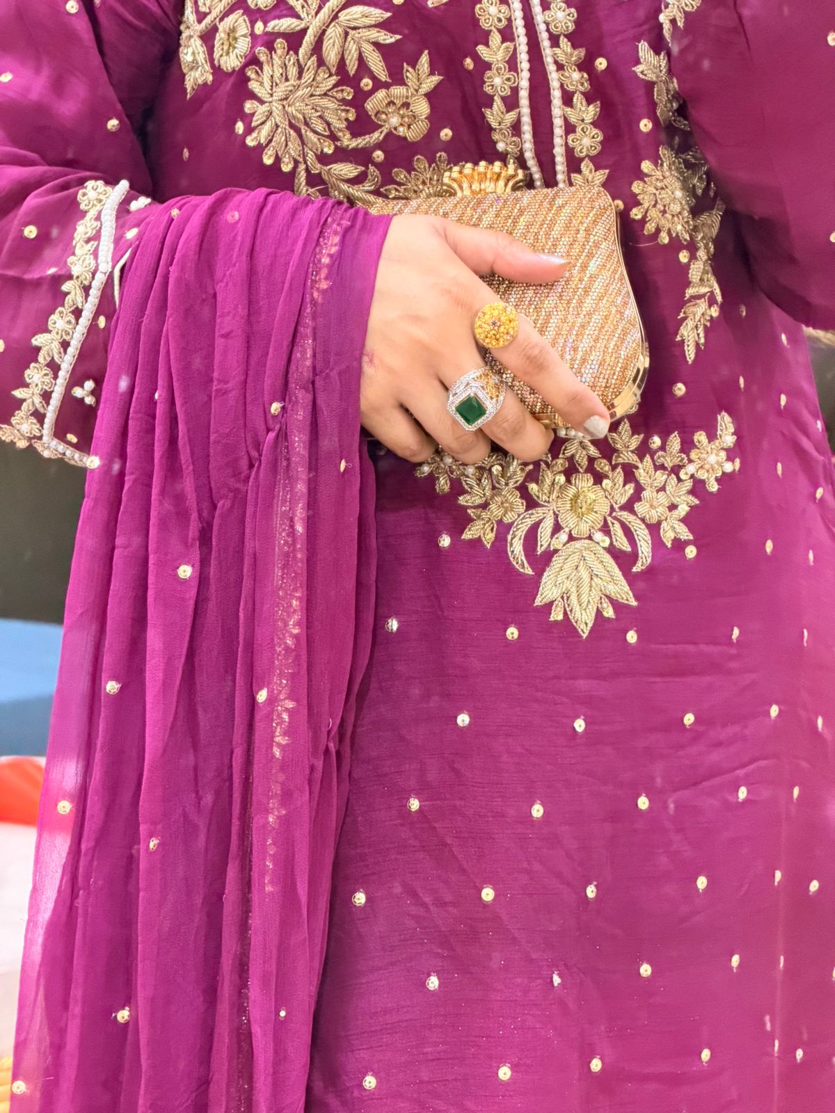 Hand Emblishment raw silk 3pc suit